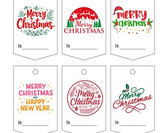Merry Christmas Printable Gift Tags | PDF and PNG Download | 2.35w x 3.25h (inches) | Instant Download