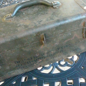 Vintage Metal Tool Box/Military/Repair Kit/Metal Box/Military Decor