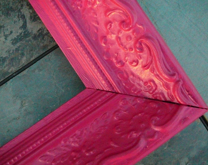 HOT Pink Frame/large Vintage Frame Revamped/shabby Chic/cottage Chic