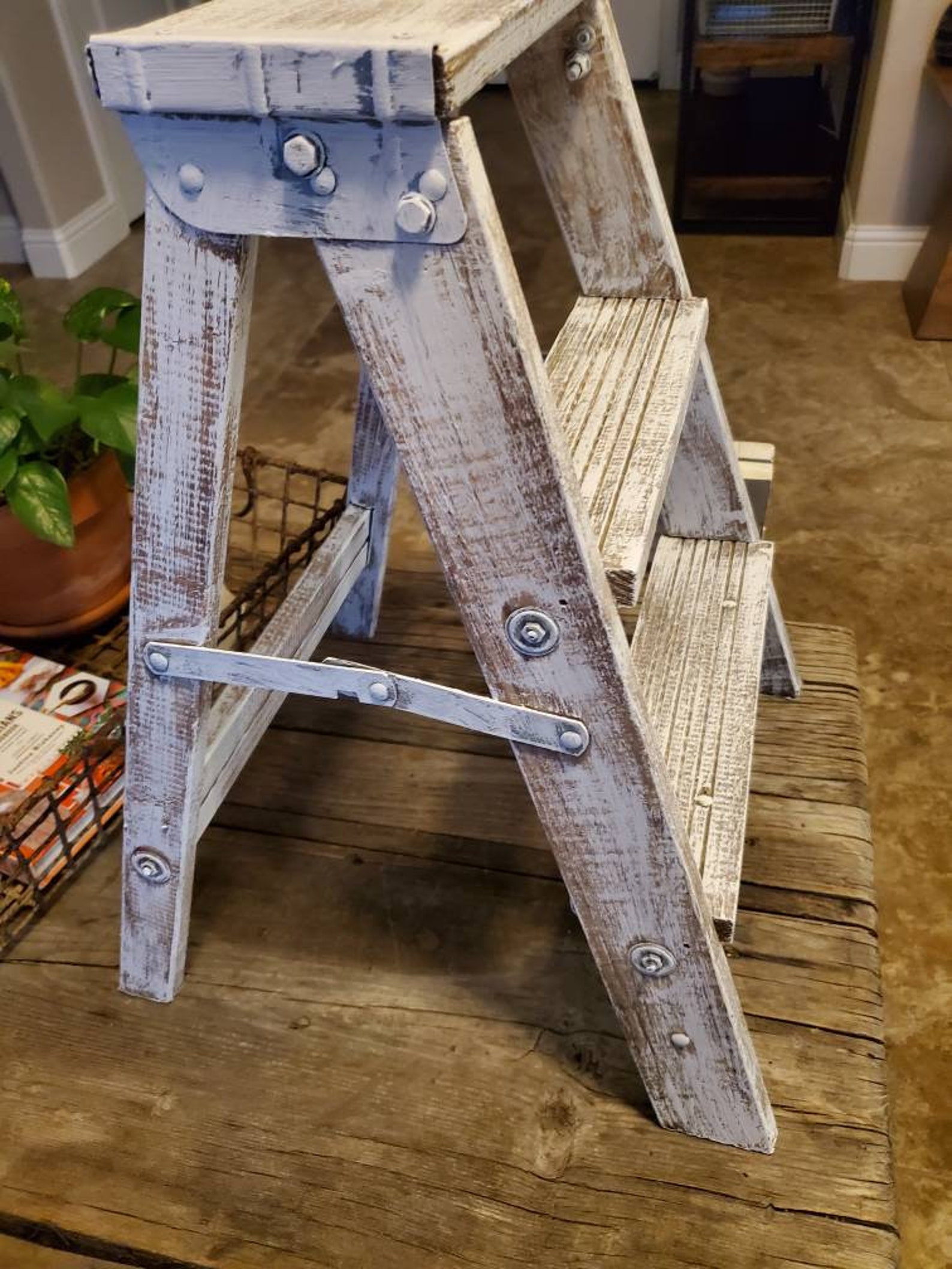 Vintage Step Ladder/ Wood Step Ladder/ Rustic Ladder/ Wedding Etsy