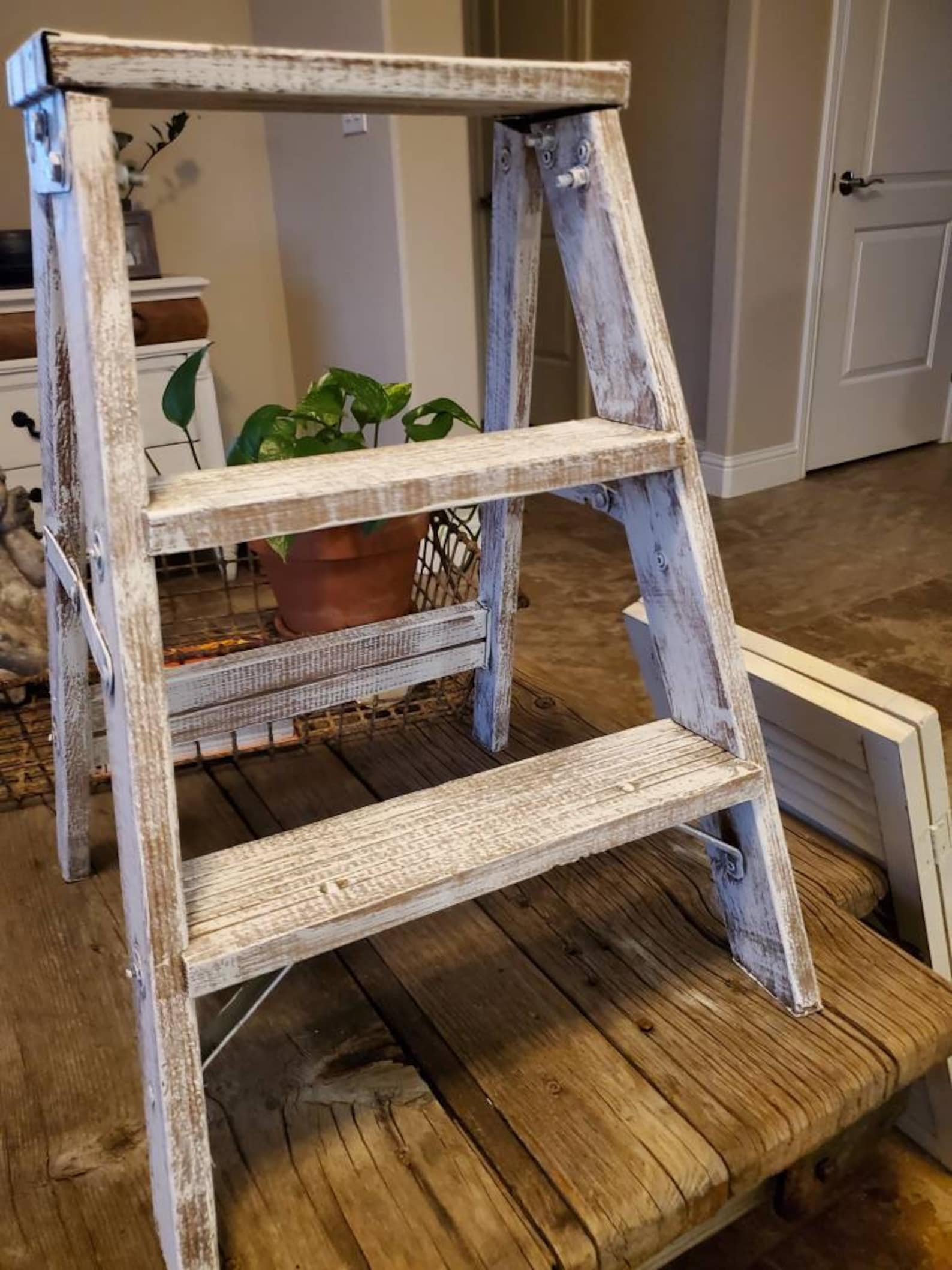 Vintage Step Ladder/ Wood Step Ladder/ Rustic Ladder/ Wedding Etsy