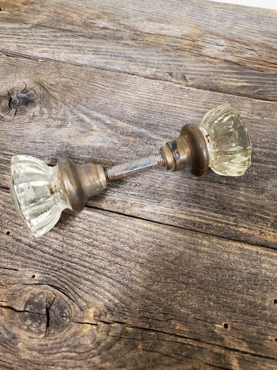 Vintage Glass Door Knob/12 Faceted Glass Door Knob/french Etsy