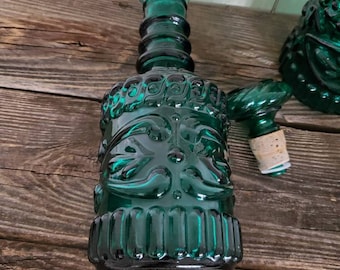 Jim Beam Liquor Decanter Bottle/ Vintage/ Teal Liquor Decanter/ Raised Embossed Decanter/ Two Available Price Per Each