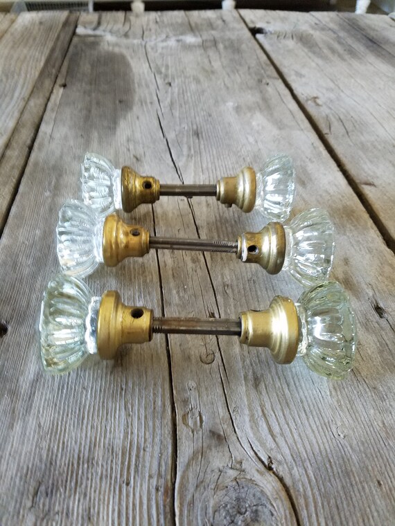 Vintage Glass Door Knob 12 Faceted Glass Door Knob French Etsy