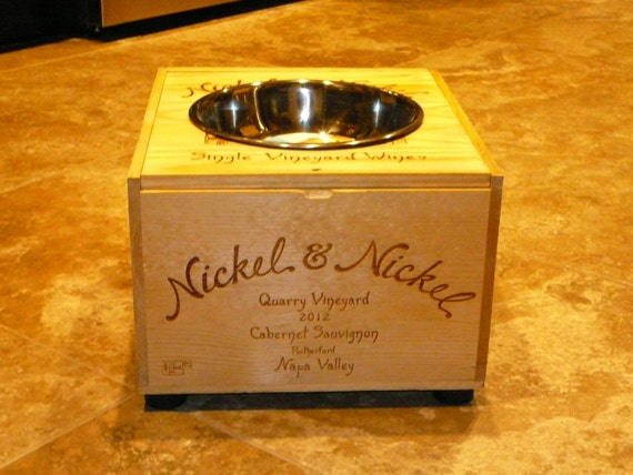 Wine Crate Dog Cat Feeder Nickle And Nickle Wine Crate Raised Etsy