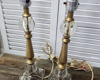 Vintage Glass Lamps / Mid Century Modern / Set of 2