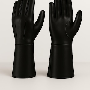 Leather Long Cuff Medieval Gauntlet Gloves – Handmade Cosplay Gloves for LARP, Renaissance Fairs, and Fantasy Gloves for Halloween Costumes