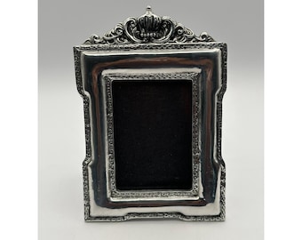 Vintage Silver Plated Crown Crest Ornate Picture Frame 8x5 Heavy Baroque Style