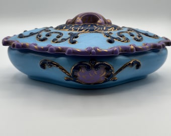 Handcrafted Ceramic Jewelry Box: Painted Keepsake Container with Decorative Lid- Artist Signed