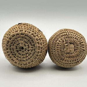 Miniature Hand-Woven Native American Lidded Basket Set - Natural Fiber Collection image 7