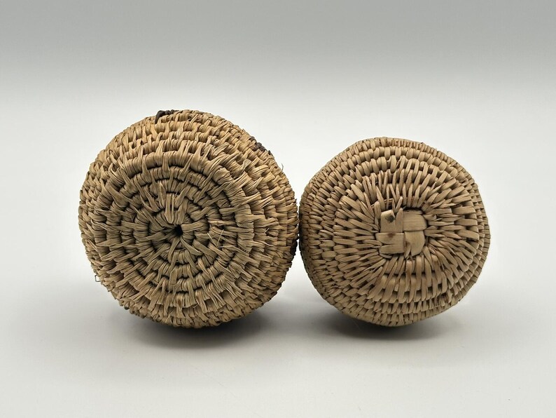 Miniature Hand-Woven Native American Lidded Basket Set - Natural Fiber Collection image 7