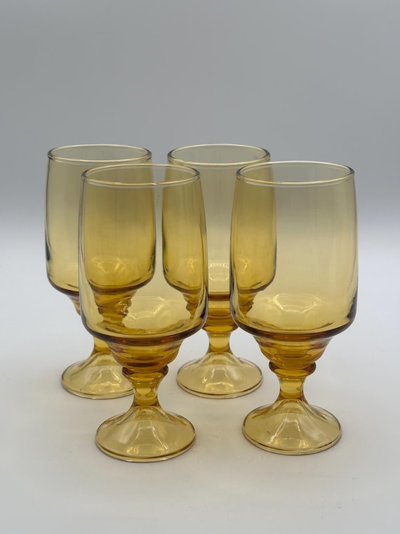 Vintage Amber Glass Goblets Set of 4 Pedestal Wine Water Glasses Mid  Century Modern Drinkware - Etsy Israel