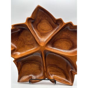 Vintage MCM Wooden 5 Compartment Serving Tray