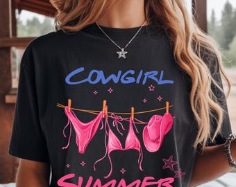 Camiseta de verano estilo vaquera de Comfort Colors, camiseta con estampado western, camiseta estilo vaquera costera, camiseta para conciertos country, linda camiseta de verano