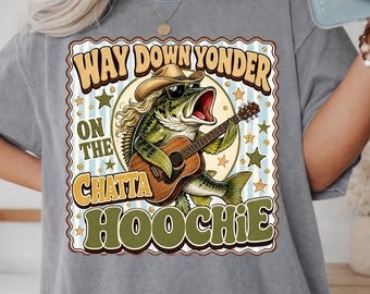 Camiseta Comfort Colors 1717 Chattahoochie, camiseta divertida de pesca campestre, camiseta vaquera de pesca de lubina, camiseta gráfica sureña