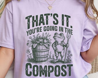 Camiseta Comfort Color Frog Compost, Camiseta divertida de jardinería, Camiseta Cottagecore Frog, Regalo para amantes de las plantas, Camiseta divertida de jardín