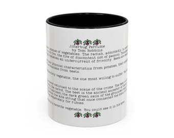 Jitterbug Perfume Mug, Literary Gift, Typewriter Font, Beet Quote, Reading Mug