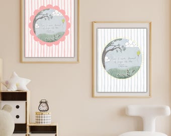 Narnia-print, handgetekende magie zoals deze quote in blauw of roze