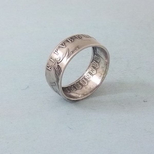 Made from 1966 Silver coin  L. 500  Italian coin ring  "The Italian" size 10   83.5% fine silver jewelry unique  gift FREE SHIPPING