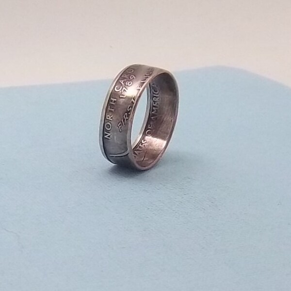 Copper-Nickel coin ring North Carolina State quarter year 2001 size 9,  jewelry unique  gift FREE SHIPPING