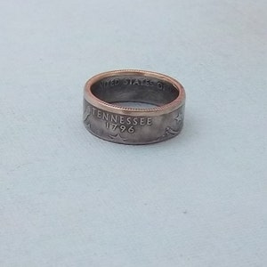 Copper-nickel coin ring  Tennessee State quarter  2002 size 10, Copper-Nickel jewelry unique  gift FREE SHIPPING