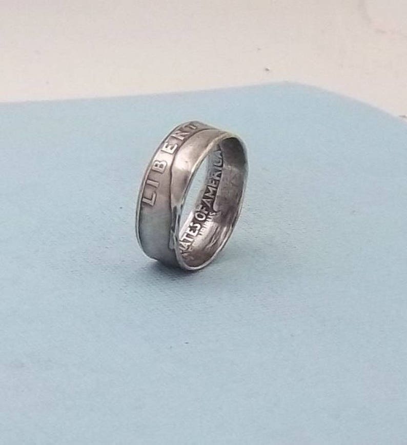 Silver coin ring washington quarter year 1948 size 7 90/% fine silver jewelry