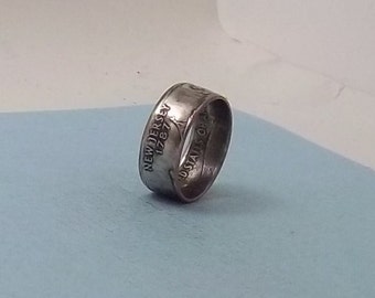 Christmas Stocking Stuffer, New Jersey  State quarter coin ring year 1999 size 7 1/2, Copper-Nickel  jewelry unique  gift FREE SHIPPING