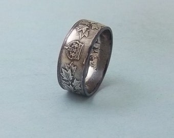 80/% fine silver jewelry Silver coin ring The Canadian 1929 Canadian Half dollar size 10