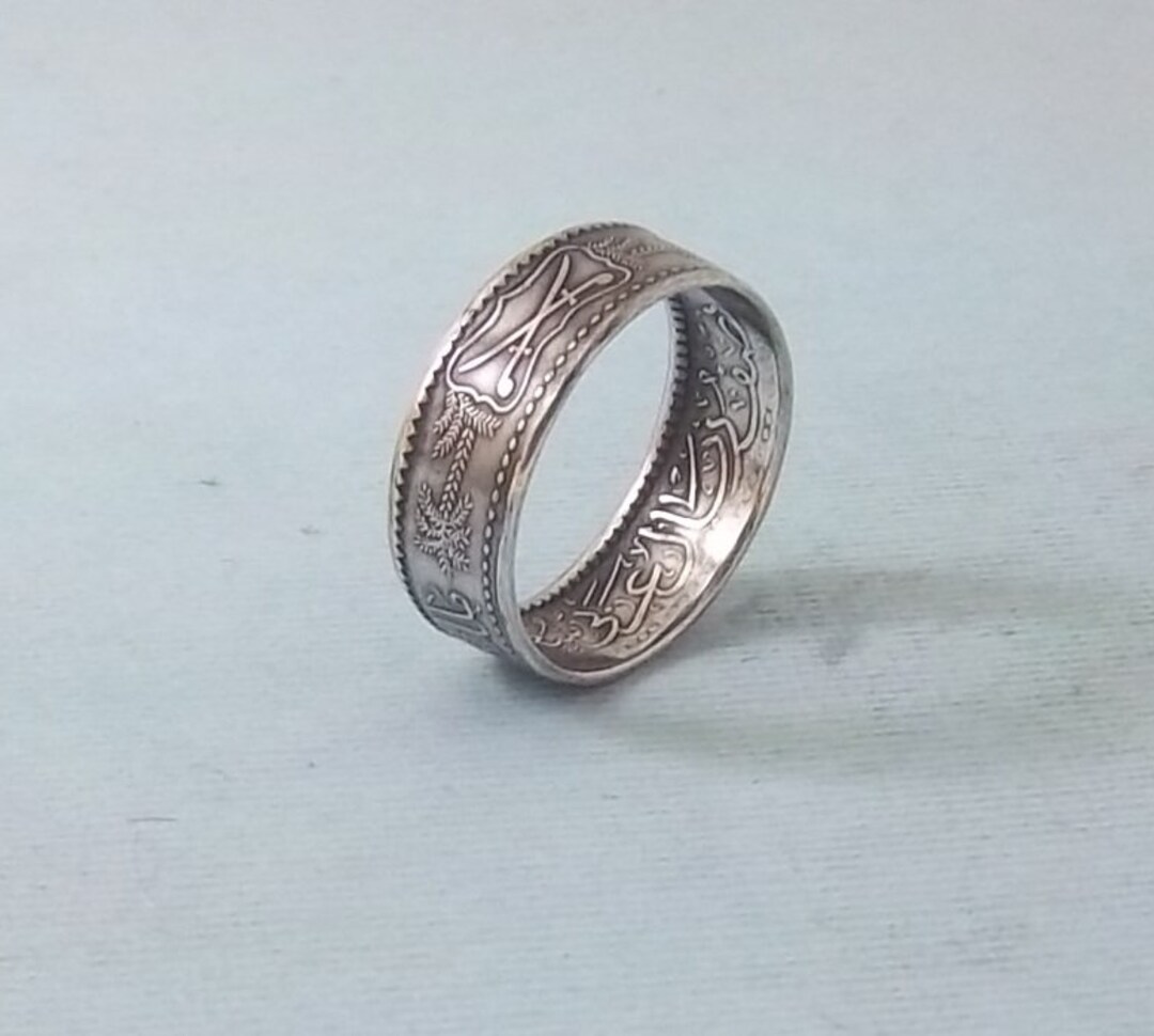 Silver Coin Ring 1935(1354) 1/2 Riyal Saudi Arabia, Size 8. 91.7% Fine ...