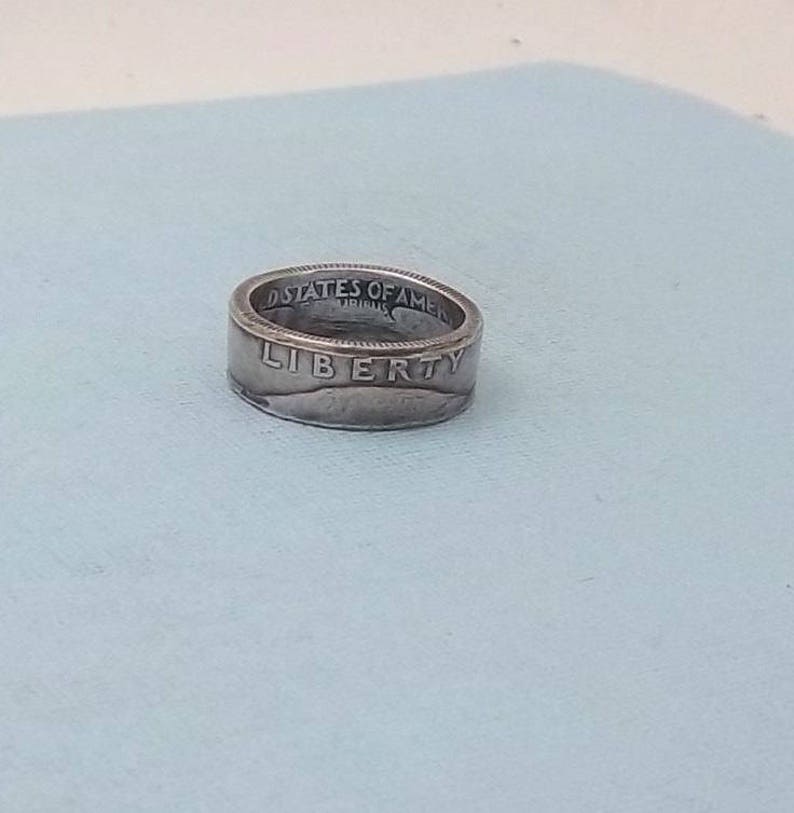 Silver coin ring washington quarter year 1948 size 7 90/% fine silver jewelry