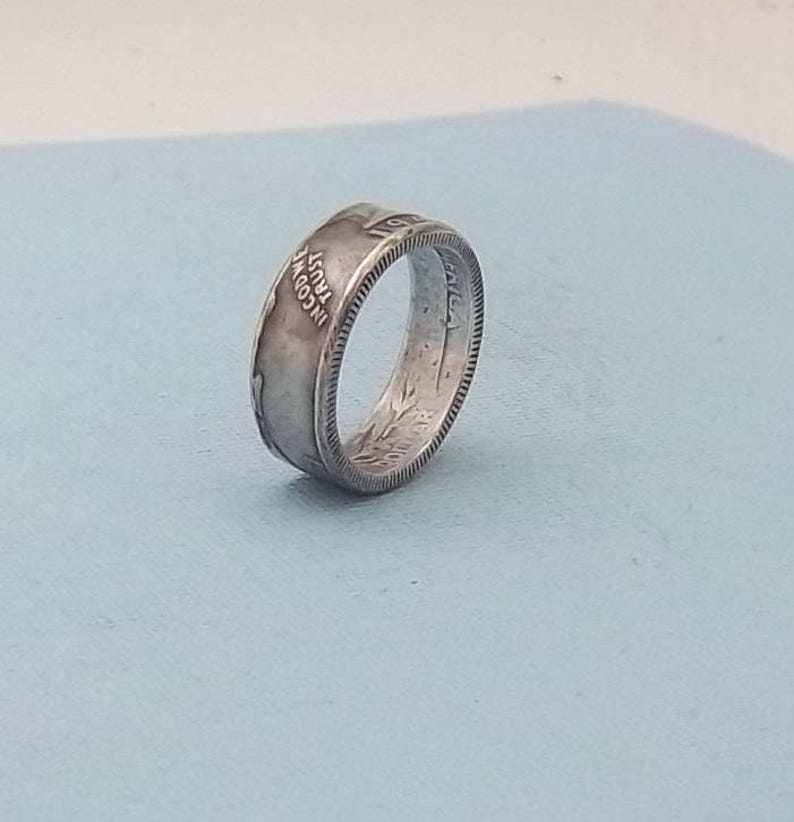 Silver coin ring washington quarter year 1948 size 7 90/% fine silver jewelry