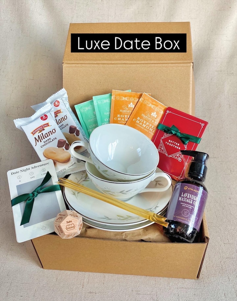 Marriage Connection Building Kit Romantic Tea Box Date Night Experience Anniversary Gift Idea Intimate Couple Activity Premium Tea Selection Vintage Teacup Set Meaningful Conversation Starters Stay Home Date Option Cozy Evening Setup