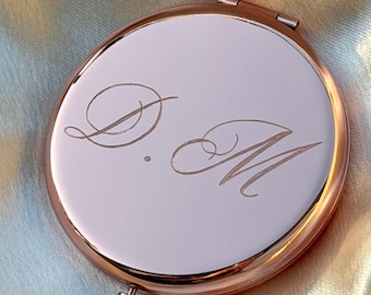 Compact mirror engraved personalised bridesmaid wedding gift custom name