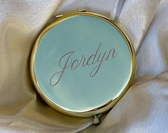 Compact mirror engraved personalised pocket minimalist everyday carry gift