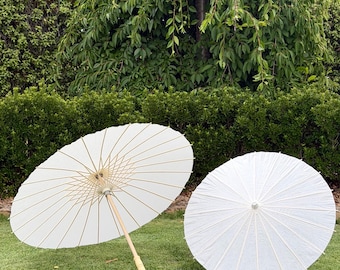 White Paper Parasol, Wedding Decor, Bridal Accessories, Adult & Child Size Umbrella, Ceremony or Favour