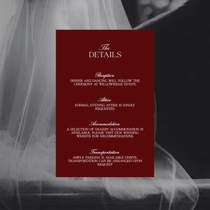 a details card with information about a wedding reception.