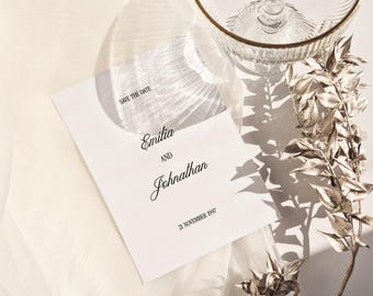 Wedding Save the Date Template, 4x6 or 5x7 Editable Printable Card, Instant Download DIY Digital Wedding Announcement Invite