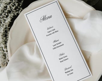 Wedding Menu Template Editable, Printable Menu Cards, Reception Table Dining Menu, Instant Download DIY, Wedding Menu Sign