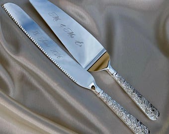 Cake Cutting Set, Wedding Gift, Sparkle Handle Knife & Server, Custom Bridal Engagement Gift, Wedding Keepsake