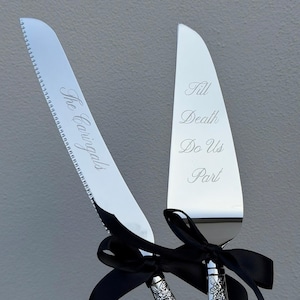 Cake Cutting Set, Wedding Gift, Engraved Cake Knife Server Set, Custom Wedding Cake Knife, Engagement Gift, Cake Serving Set