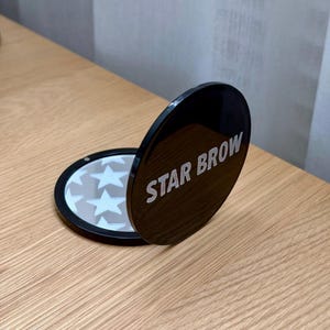 Personalised Black Compact Mirror, Engraved Pocket Makeup Mirror, Round Square Minimal Design