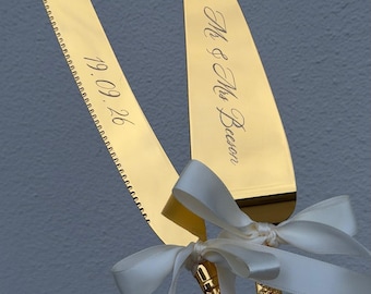 Cake Cutting Set, Personalised Engraved Wedding Cake Knife & Server Set, Custom Wedding Cake Knife, Engagement Gift, Cake Serving Set