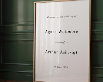 Modern Minimal Wedding Welcome Sign, Elegant Welcome Sign, Clean Wedding Entrance Sign, Classic Wedding Sign
