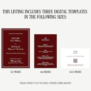 Wedding Template, Editable Printable Template, Burgundy, Old Money Aesthetic, Vintage Wedding Stationery [DULCIE BURGUNDY] image 6