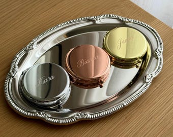Engraved Compact Mirror Personalised Name, Compact Mirror, Pocket Mirror, Makeup Mirror Gift
