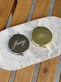 Bridesmaids Gifts, Personalised Gold Compact Mirror, Engraved Name, Bridal Party Gift, Makeup Pocket Mirror product logo