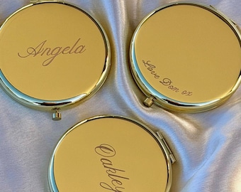 Engraved Compact Mirror Personalised Name, Compact Mirror, Pocket Mirror, Makeup Mirror Gift
