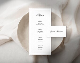 Wedding Menu & Place Card Set Template Editable, Printable Seating Cards, Reception Table Decor, Instant Download DIY Wedding Stationery