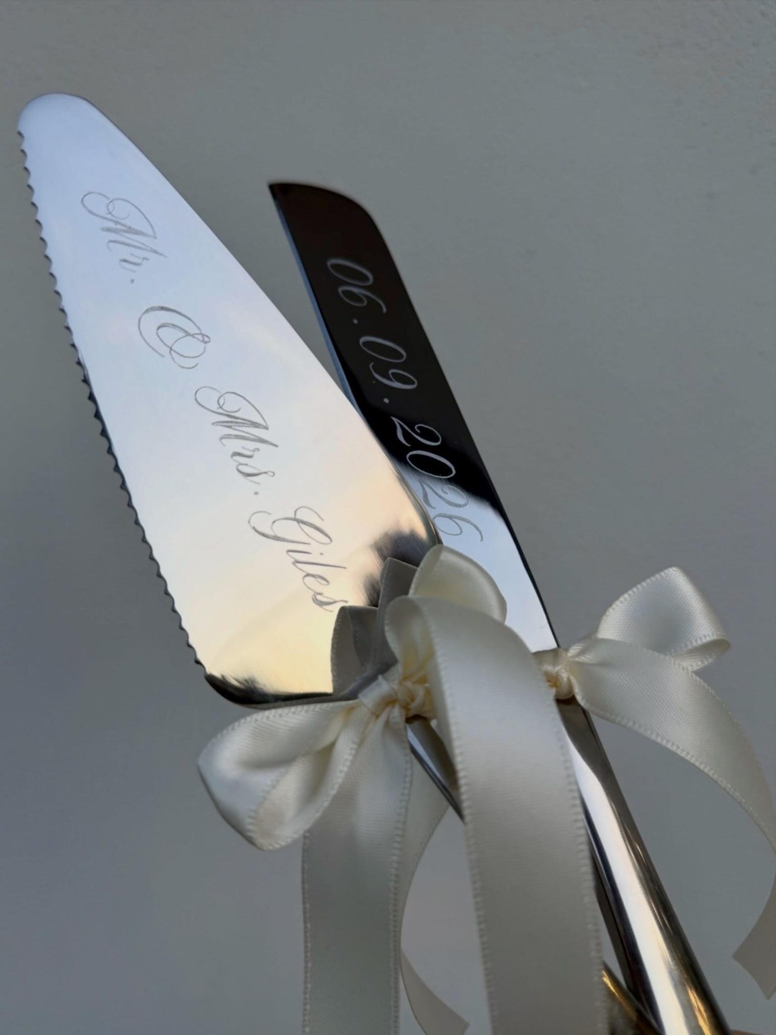 Personalised Cake Knife Set, Wedding Gift, Engraved Cake Server Set, Elegant Bridal Gift, Anniversary Keepsake