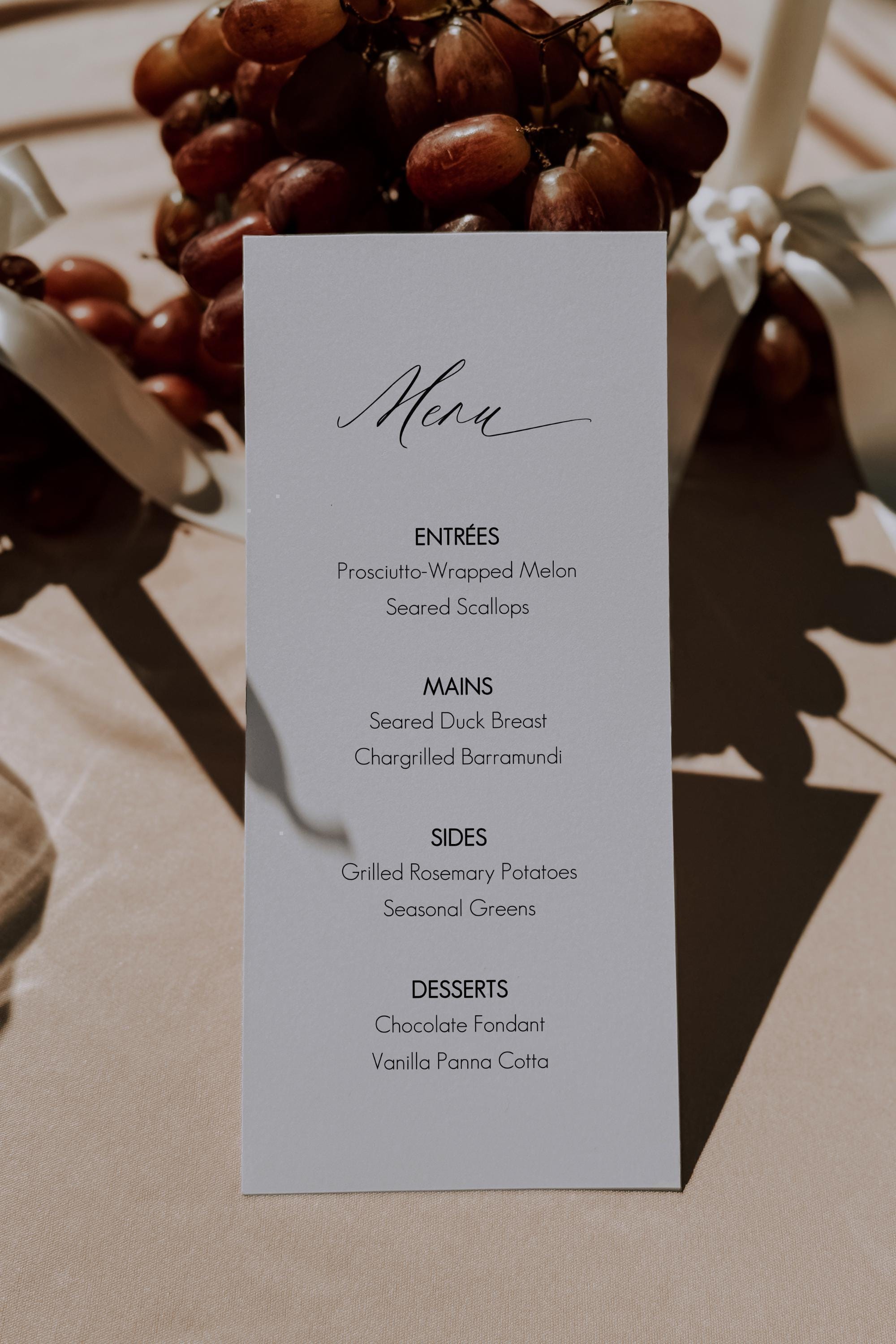 Wedding Menu Template - Classic Formal Wedding Menu - Editable Digital ...
